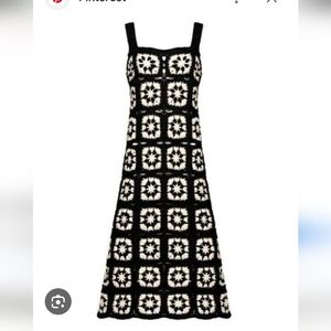 NWOT Black and White BOHO Grandmacore Crochet Dress